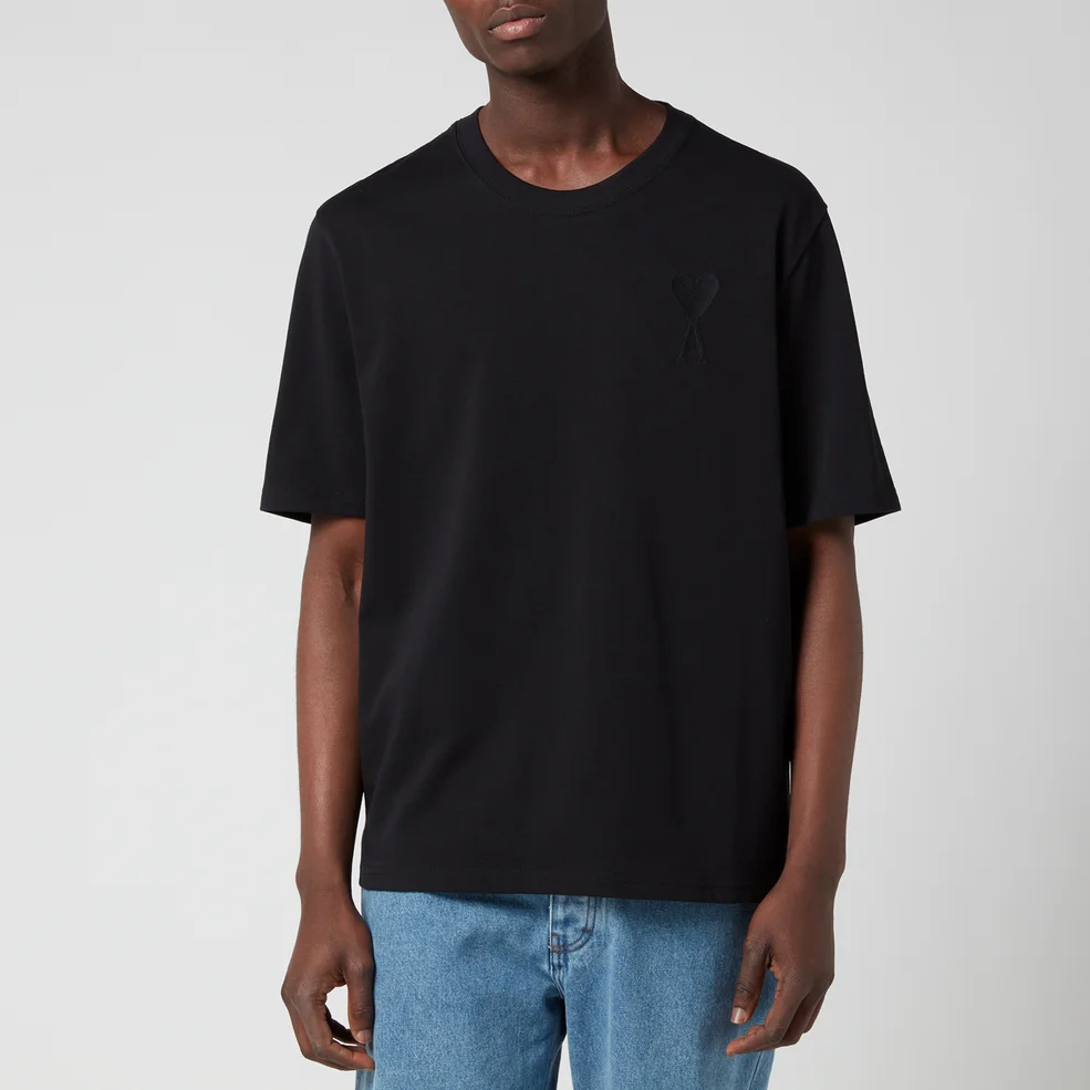 AMI Men's Tonal De Coeur T-Shirt - Black Image 1