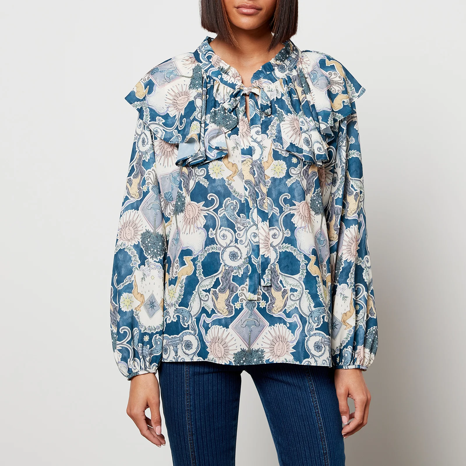 See By Chloe Women's Lovers Print Blouse - Multicolor Blue Image 1
