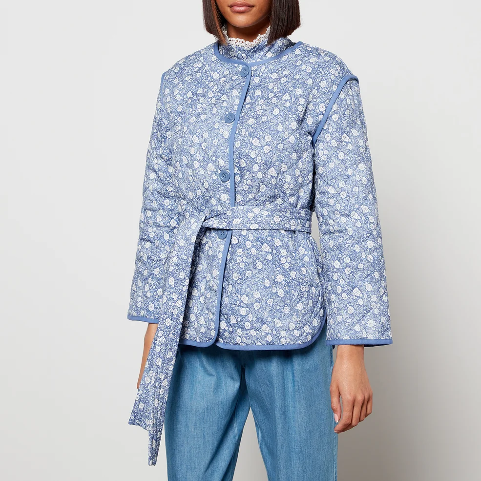 See By Chloe Women's Floral Padded Jacket - Blue White Image 1