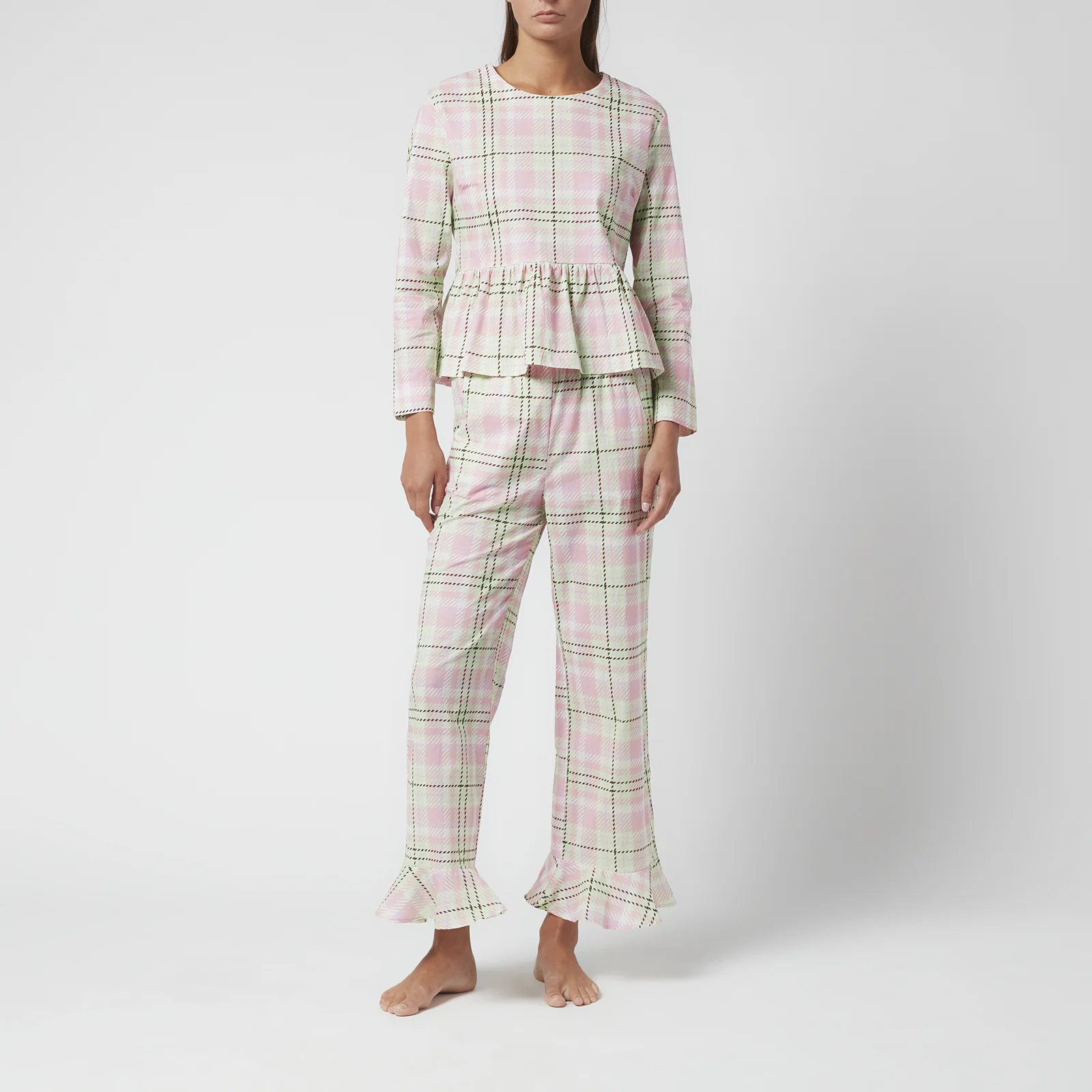 Olivia Rubin Women's Marianne Pyjamas - Pink Green Check Image 1