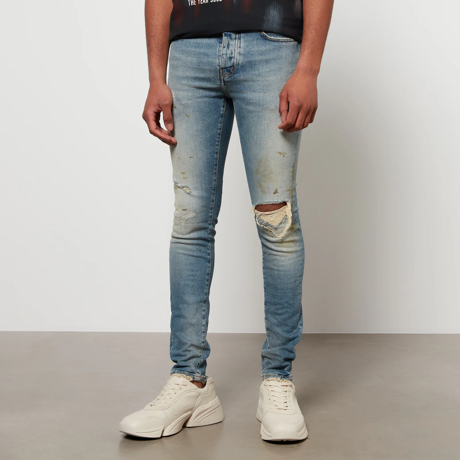 Purple Brand Men's Blowout Denim Jeans - Worn Light Indigo Image 1