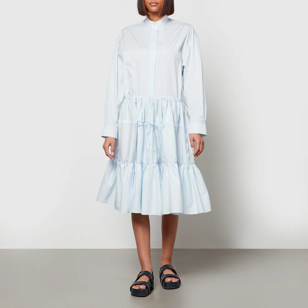 Marni Women's Cotton Poplin Tiered Midi Dress - Alluminium Image 1