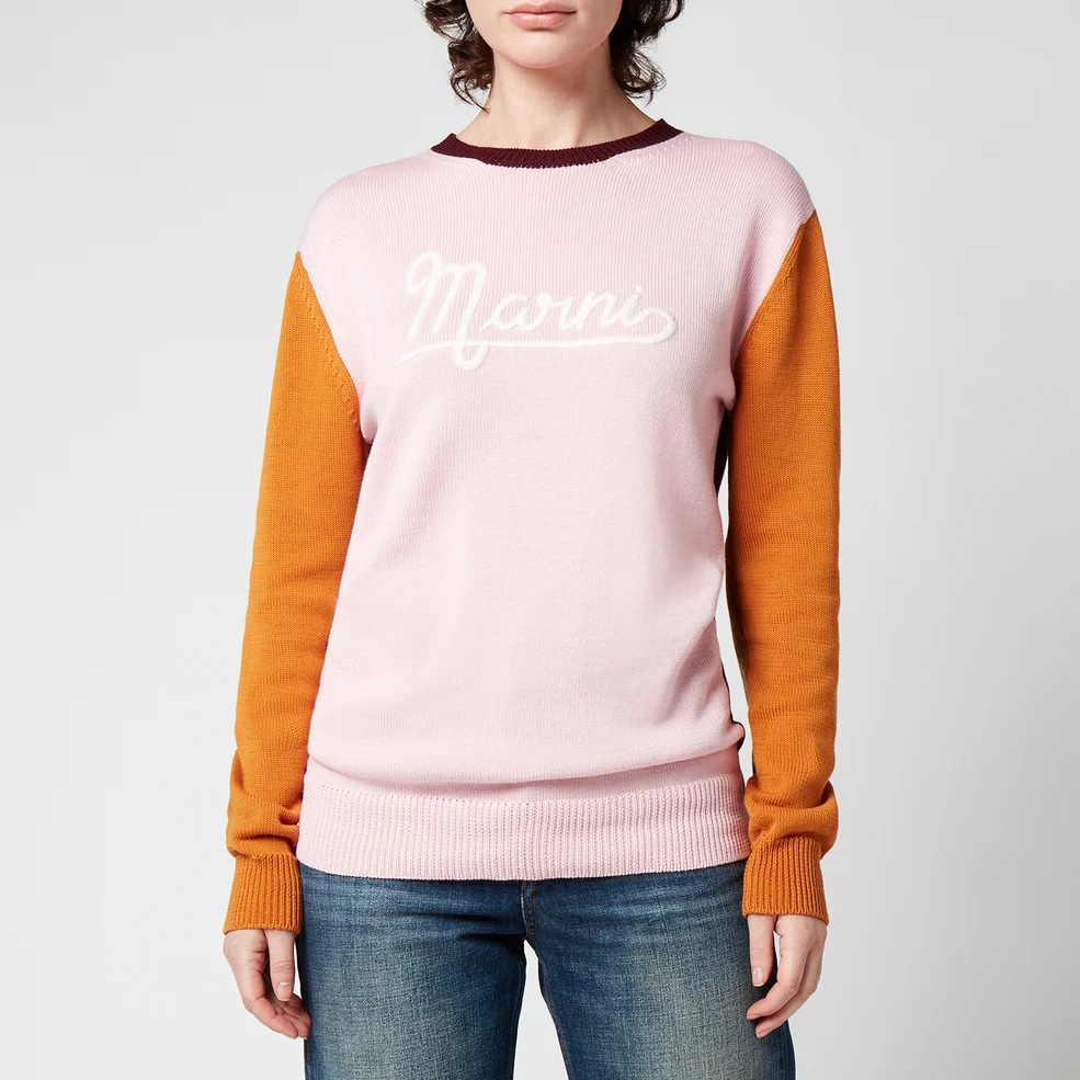 Marni Women's Block Print Logo Knit Jumper - Light Pink Image 1
