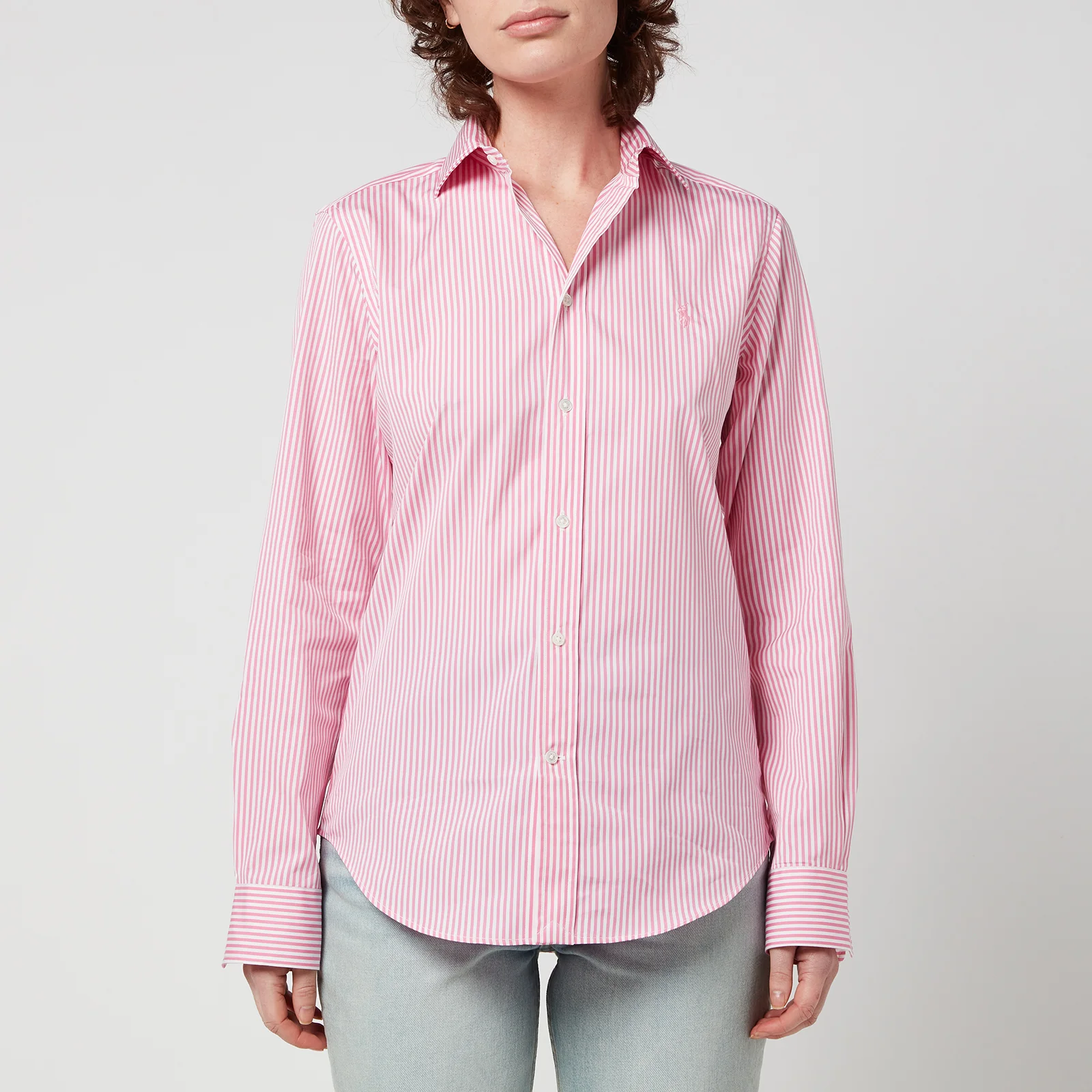 Polo Ralph Lauren Women's Est Georgia Long Sleeve Shirt - 759 Beach Pink/White Image 1