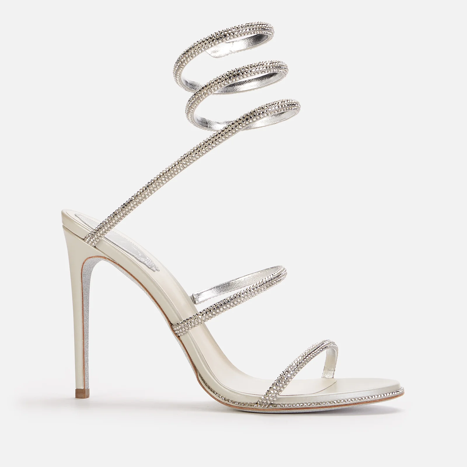 René Caovilla Women's Satin Heeled Sandals - Grey/Silver Image 1
