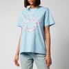 Ganni Women's Basic Jersey Smily Face T-Shirt - Placid Blue - Image 1