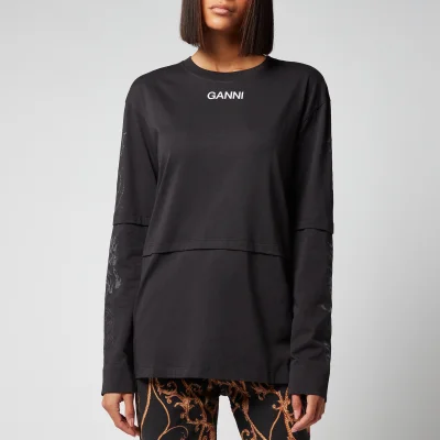 Ganni Women's Light Cotton Jersey Long Sleeved Top - Phantom