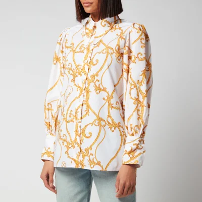 Ganni Women's Printed Cotton Poplin Shirt - Egret