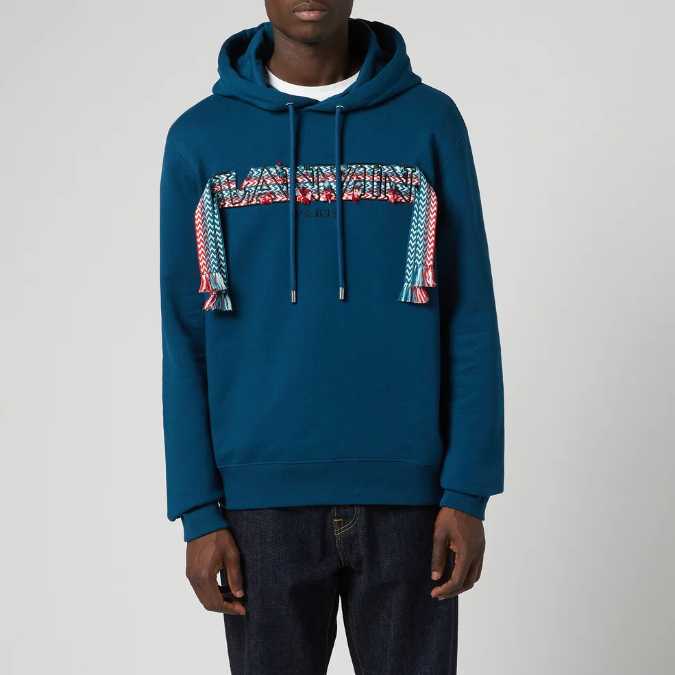 Lanvin Men's Embroidered Curb Hoodie - Petrol Blue Image 1
