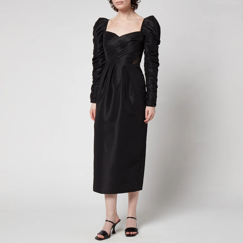 Self-Portrait Women's Taffeta Midi Dress - Black Image 1