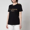 Balmain Women's 3 Button Metallic Printed Balmain T-Shirt - Black - Image 1