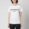 Balmain Women's 3 Button Printed Balmain T-Shirt - White - Image 1