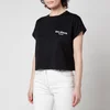 Balmain Women's Cropped Flock Detail T-Shirt - Black - Image 1