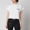 Balmain Women's Cropped Flock Detail T-Shirt - White - Image 1