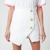 Balmain Women's Asymetric 3 Btn Short Tweed Skirt - White - Image 1