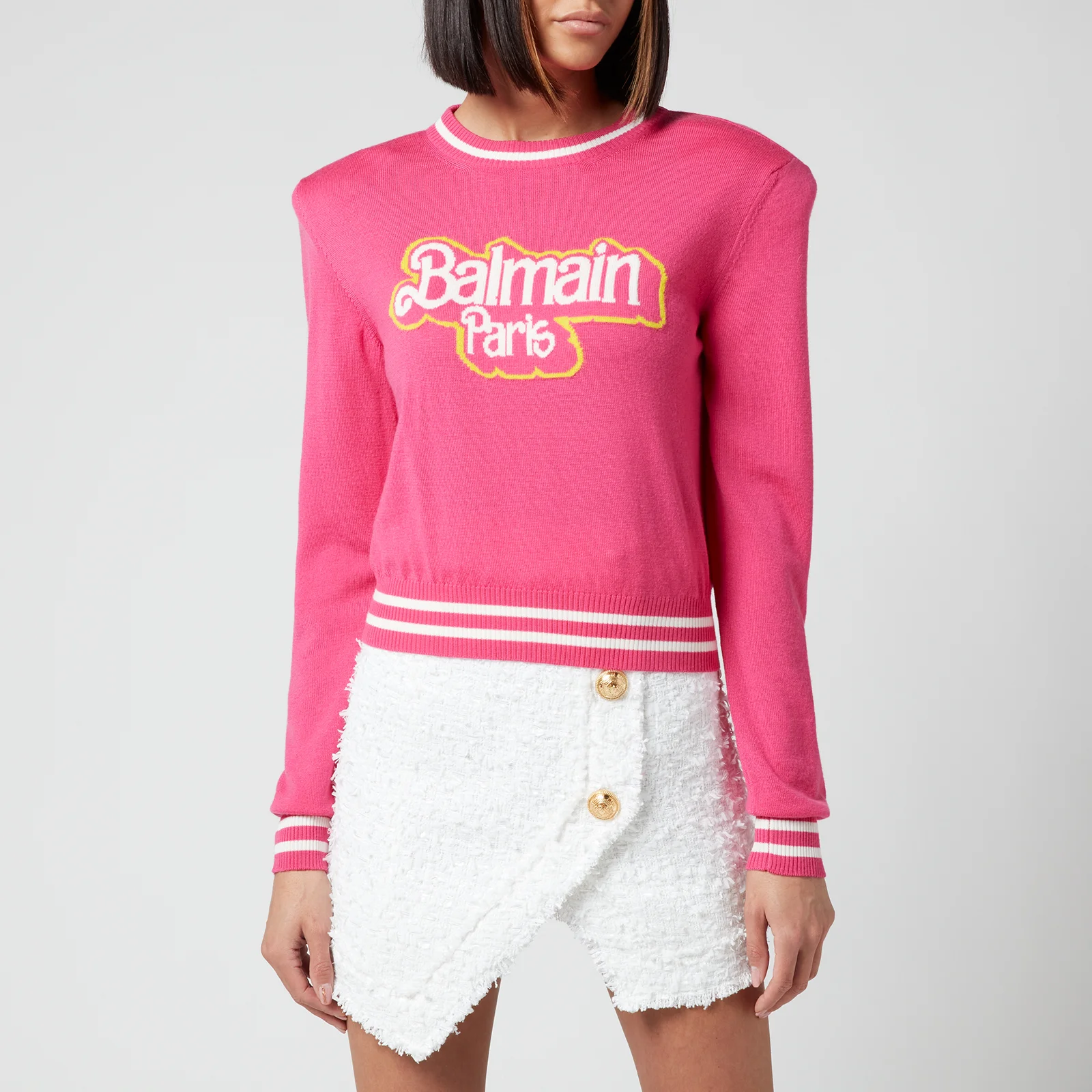 Balmain Women's Barbie Cropped Balmain Knitted Pullover - Pink Image 1