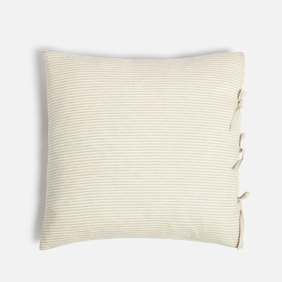 ïn home Linen Cotton Stripe Cushion - Natural - 50x50cm Image 1