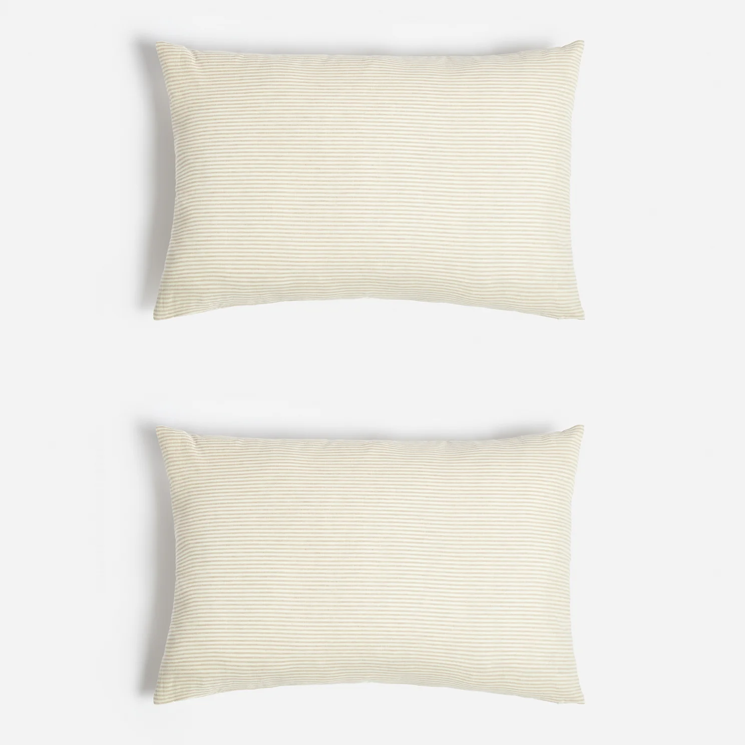 ïn home Linen Cotton Stripe Cushion Cover - Natural - 75x50cm - Set of 2 Image 1