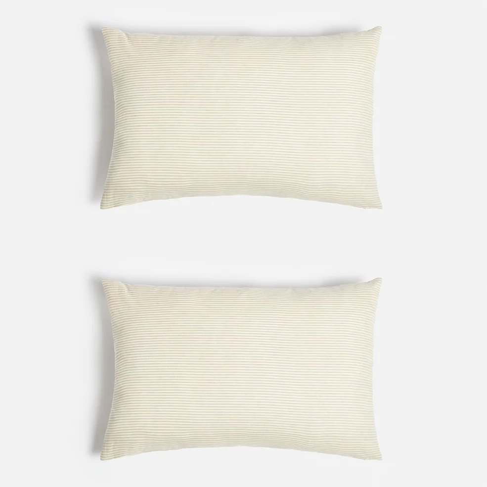 ïn home Linen Cotton Stripe Cushion Cover - Natural - 75x50cm - Set of 2 Image 1
