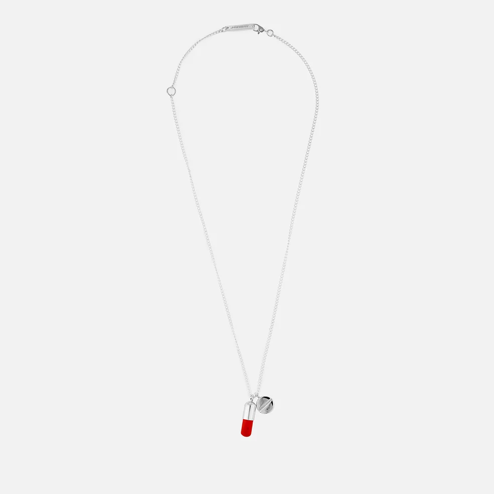 AMBUSH Men's Pill Charm Necklace - Silver/Red Image 1