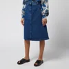 KENZO Women's Denim Mid Length Skirt - Navy Blue - Image 1