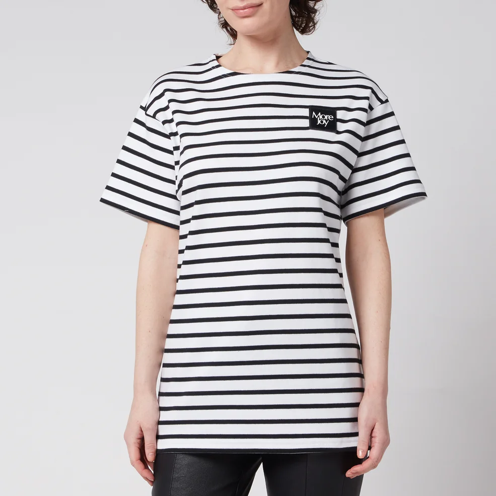 More Joy Women's More Joy Breton Stripe T-Shirt - White/ Black Image 1