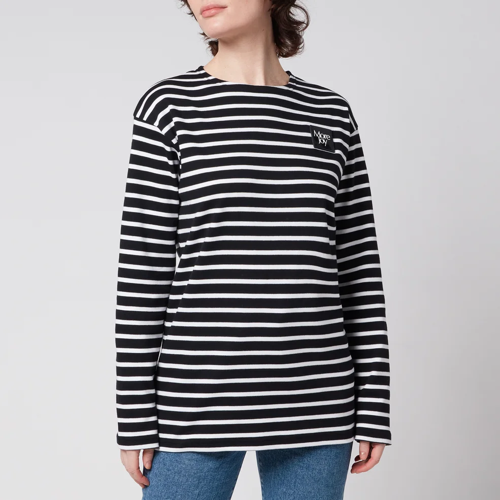 More Joy Women's More Joy Breton Stripe Long Sleeve T-Shirt - Black Image 1