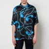 Martine Rose Men's Oversized Phone Print Short Sleeve Shirt - Black/Blue - Image 1