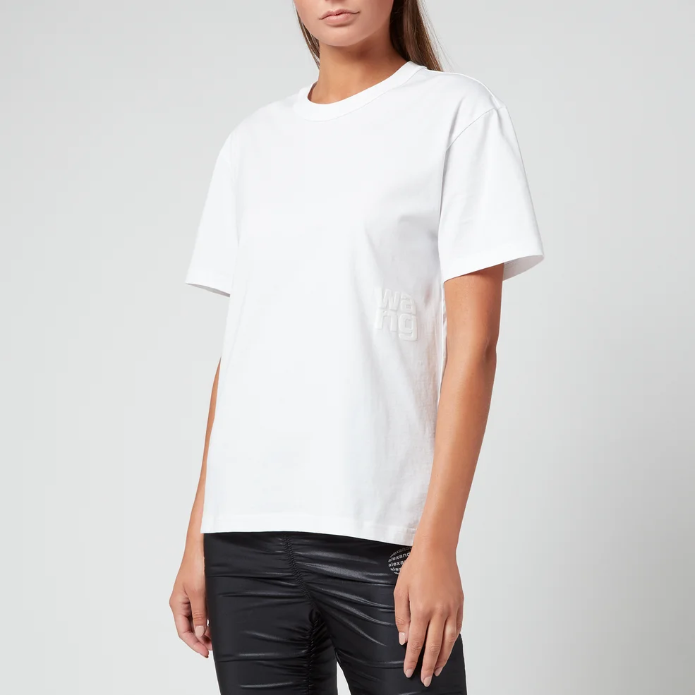 Alexander Wang Women's Foundation Jsy Ss Tee With Puff Logo & Bound Neck - White Image 1