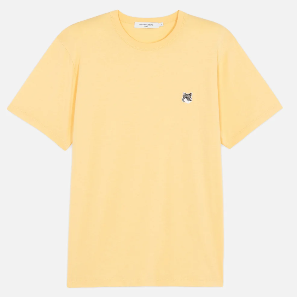 Maison Kitsuné Men's Grey Fox Head Patch T-Shirt - Pale Orange Image 1