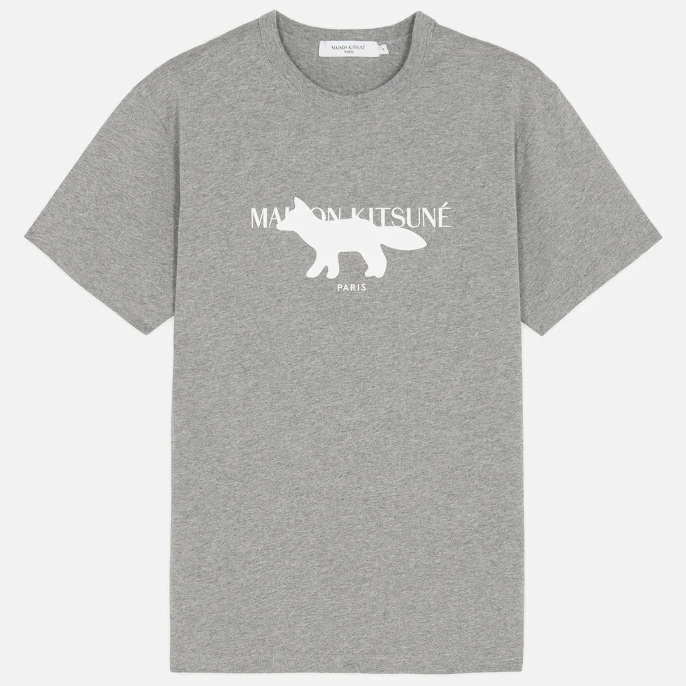Maison Kitsuné Men's Fox Stamp T-Shirt - Grey Melange Image 1