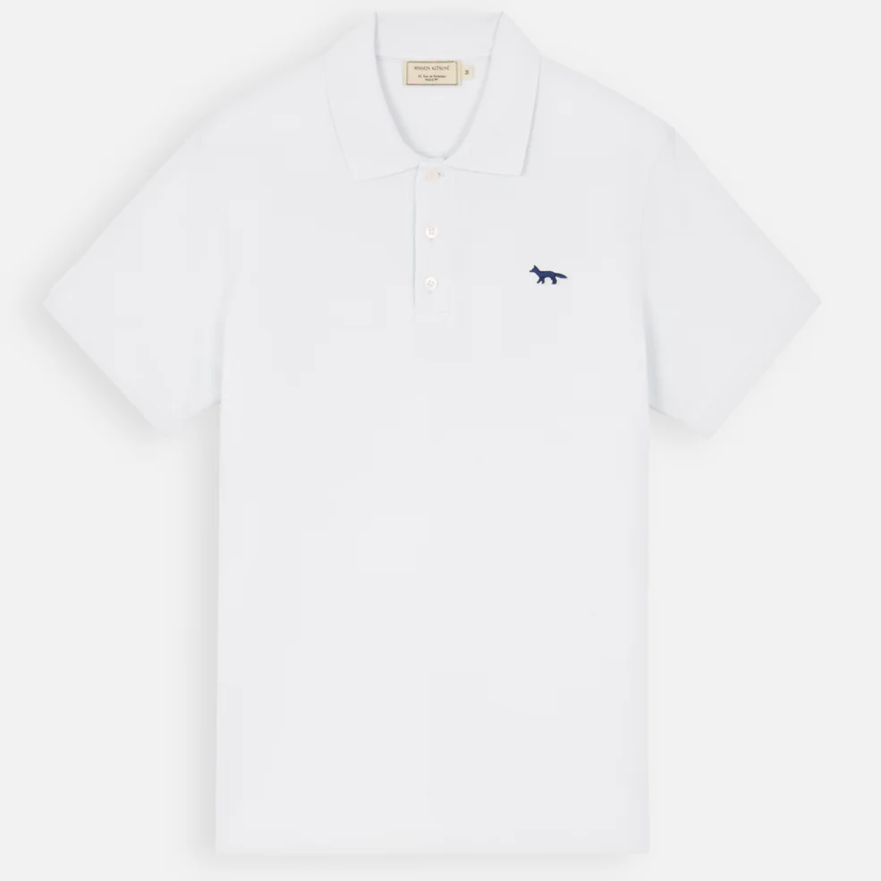 Maison Kitsuné Navy Fox Patch Polo Shirt - White Image 1