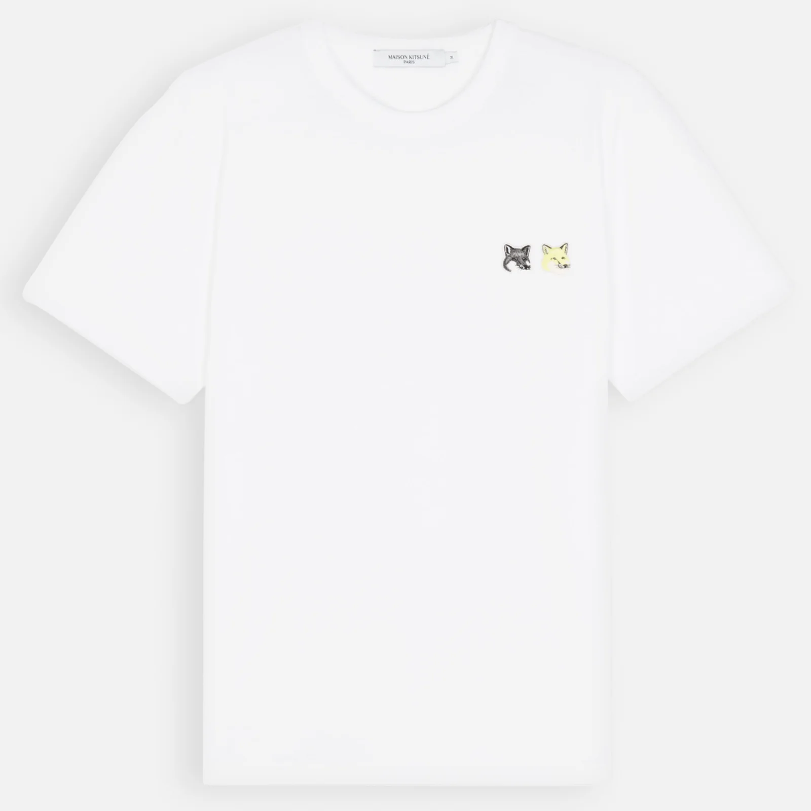 Maison Kitsuné Men's Double Monochrome Fox Head Patch T-Shirt - White Image 1