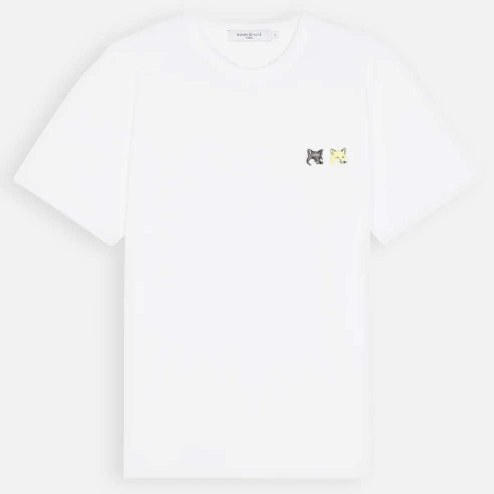 Maison Kitsuné Men's Double Monochrome Fox Head Patch T-Shirt - White Image 1
