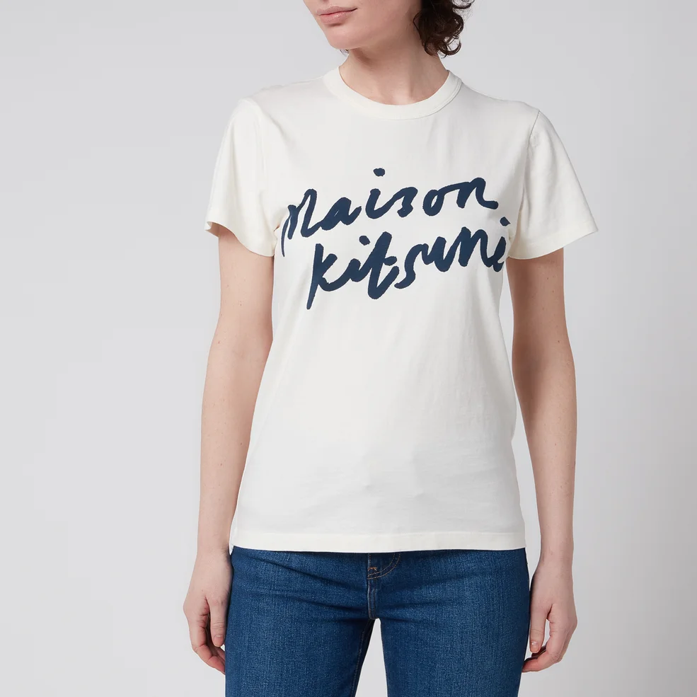 Maison Kitsuné Women's Handwriting T-Shirt - Latte Image 1