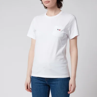 Maison Kitsuné Women's Tricolor Fox Patch Pocket T-Shirt - White - XS