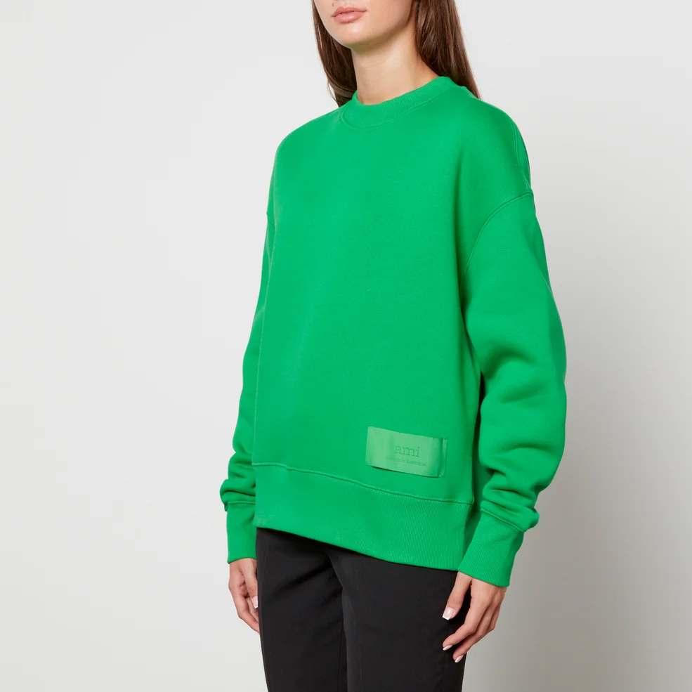 AMI Women's Satin Label Sweatshirt - Green Image 1