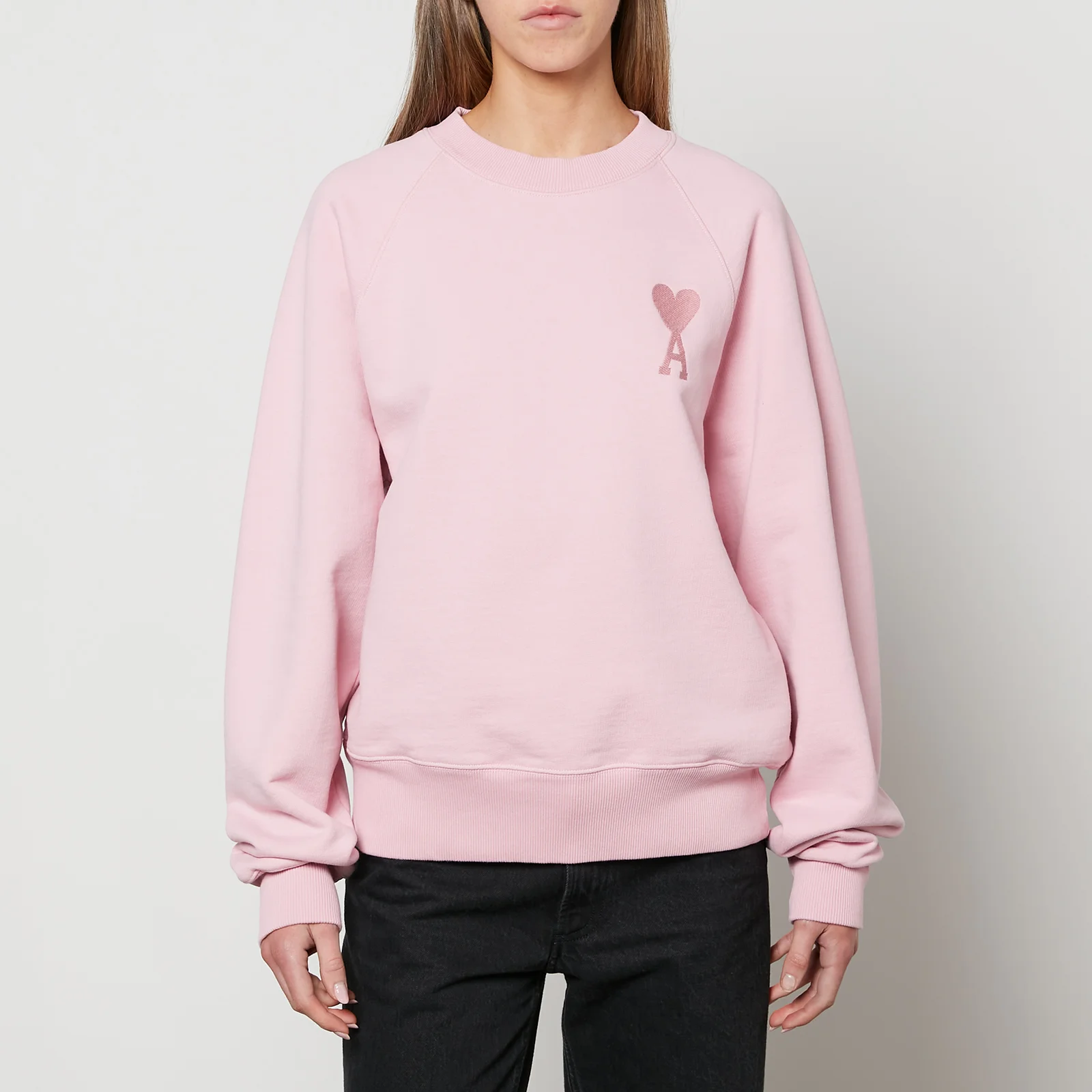 AMI Women's Tonal De Coeur Sweatshirt - Pale Pink Image 1