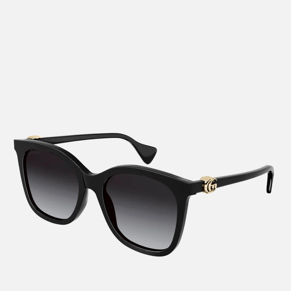 Gucci Women's Square Acetate Sunglasses - Black/Grey Image 1