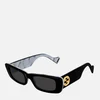 Gucci Women's Rectangular Acetate Frame Sunglasses - Black/Black/Grey - Image 1