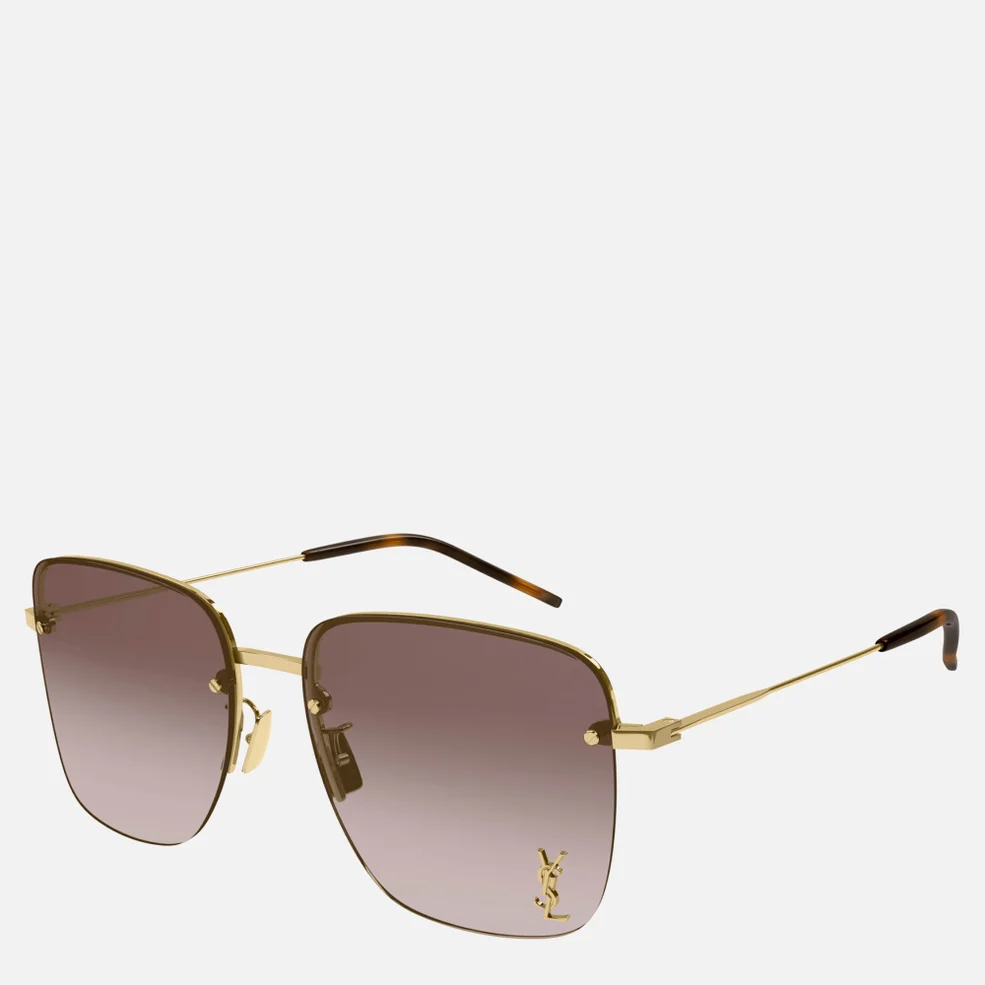 Saint Laurent Square Frame Sunglasses - Gold/Brown Image 1