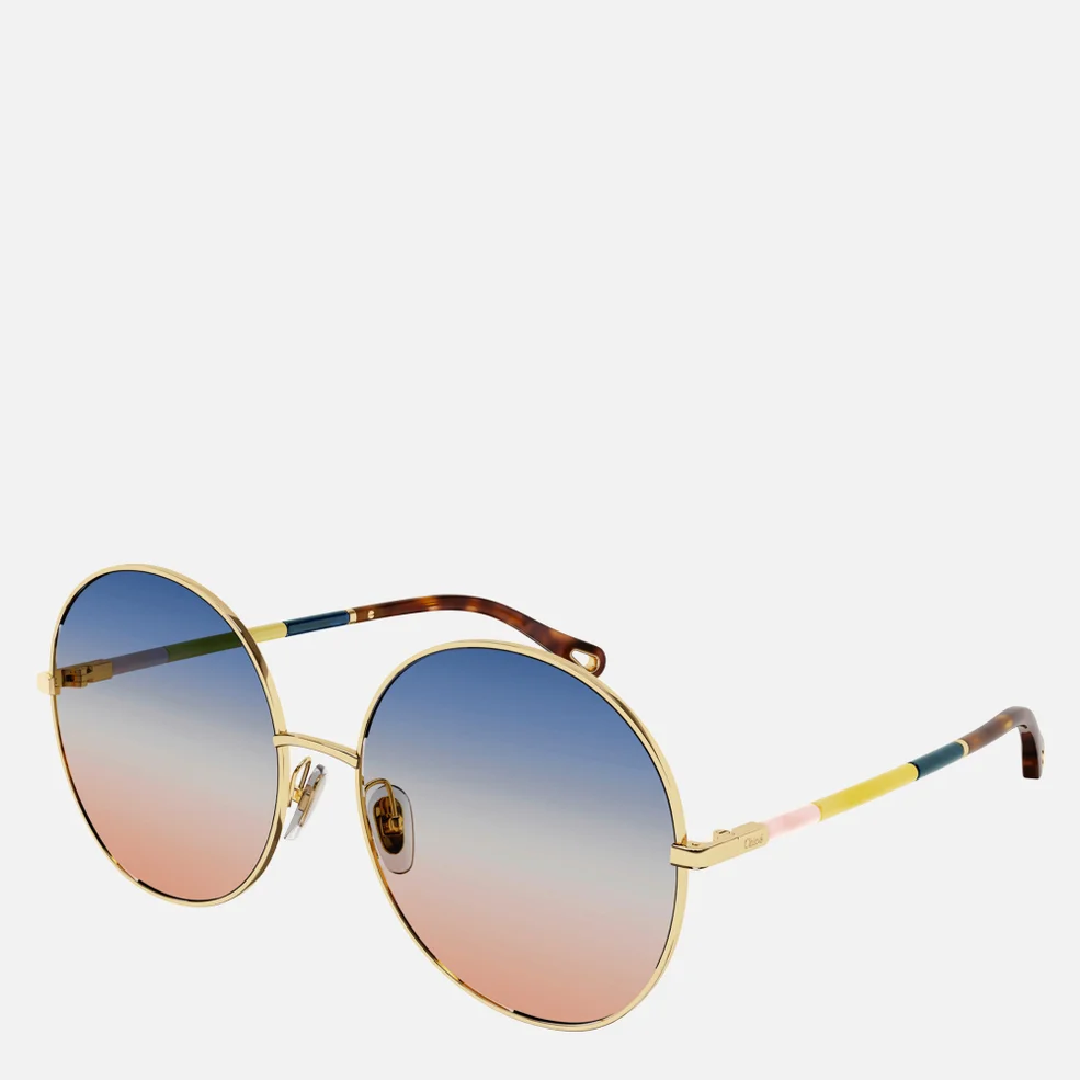 Chloé Women's Round Frame Sunglasses - Gold/Multicolor Image 1