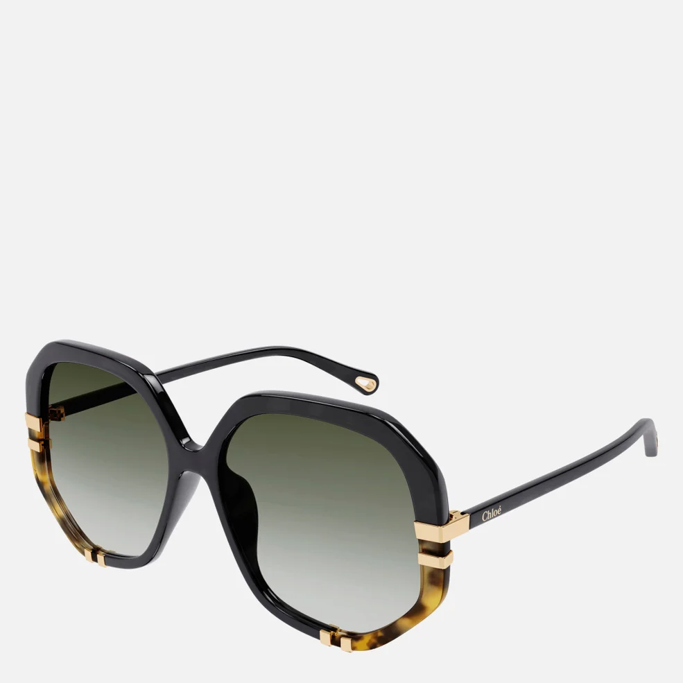 Chloé Women's Oversized Sunglasses - Black/Green Image 1