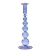 anna + nina Blue + Lilac Piped Glass Candle Holder - Image 1