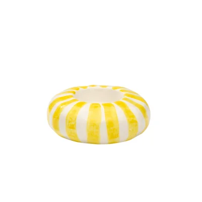anna + nina Yellow Candy Stripe Tea Light Holder
