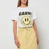 Ganni Women's Light Cotton Jersey Smiley Face T-Shirt - Bright White/Yellow - Image 1