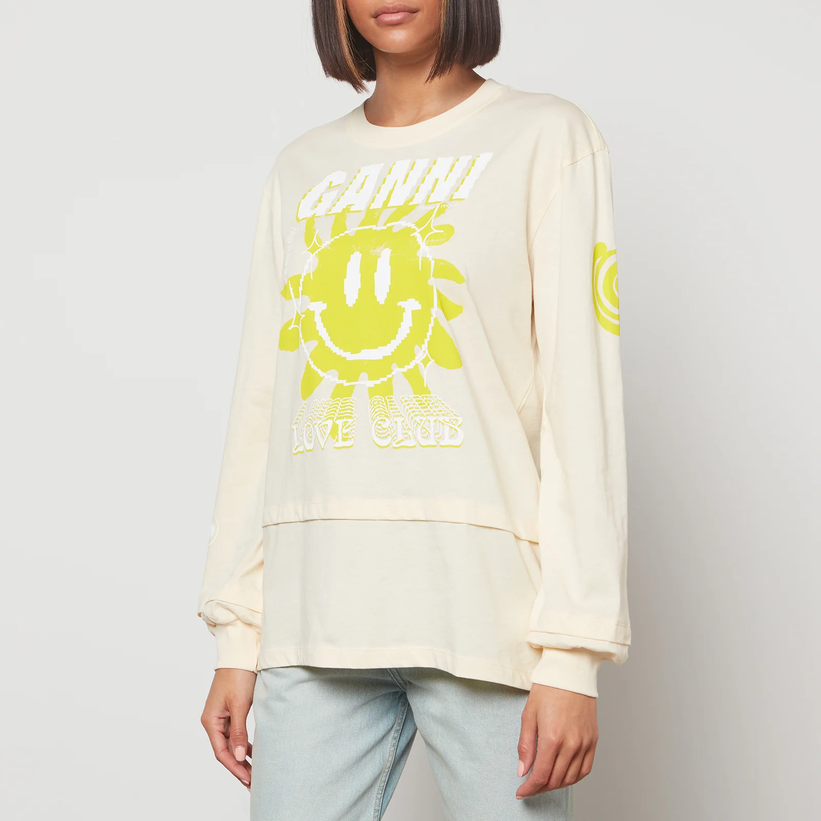 Ganni Women's Light Cotton Jersey Smiley Face Sweatshirt - Rutabaga Image 1