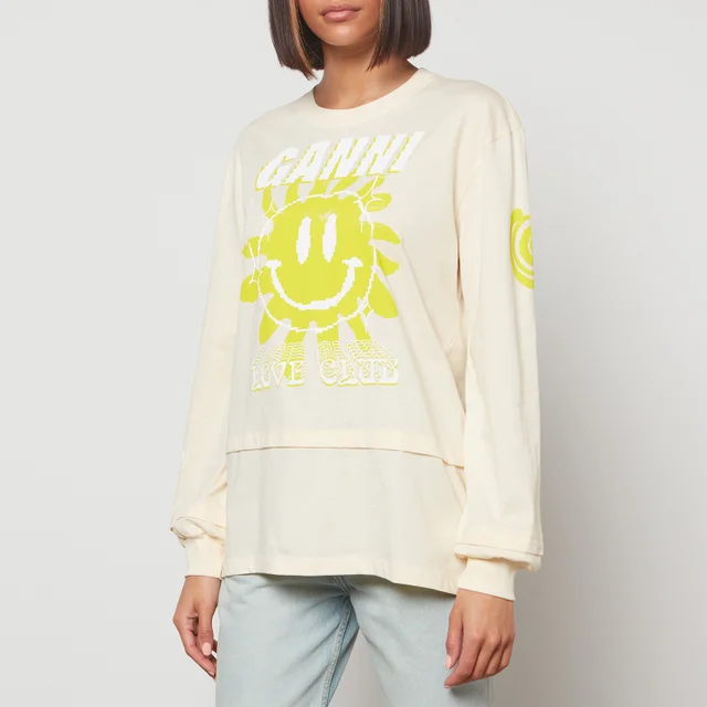 Ganni Women's Light Cotton Jersey Smiley Face Sweatshirt - Rutabaga