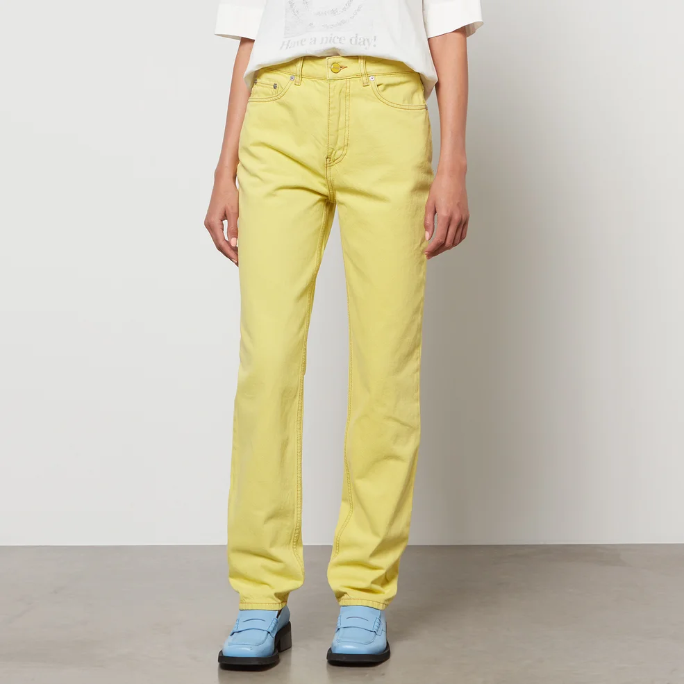 Ganni Women's Overdyed Bleach Denim Jeans - Blazing Yellow Image 1