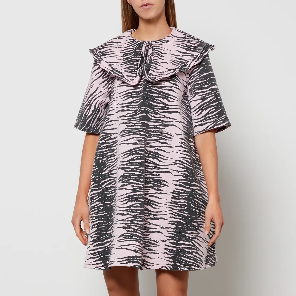 Ganni Women's Print Denim Mini Dress - Tiger Stripe Light Lilac Image 1